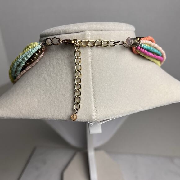 Beaded Statement Necklace Seed Bead Knot Boho Multicolor Jewelry 17 - 20" - Picture 10 of 14